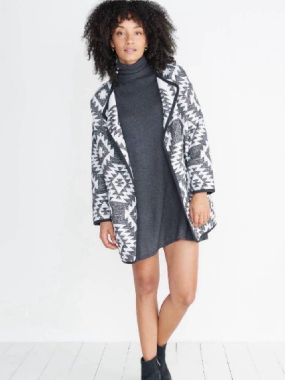 Marine Layer Charcoal Gray Turtleneck Sweater Dress Wool Cashmere Blend Size S